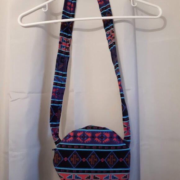 New Southwestern Cowgirl Crossbody Bag Sling Purse Pink Blue Sarape Stripe Aztec - Picture 5 of 8